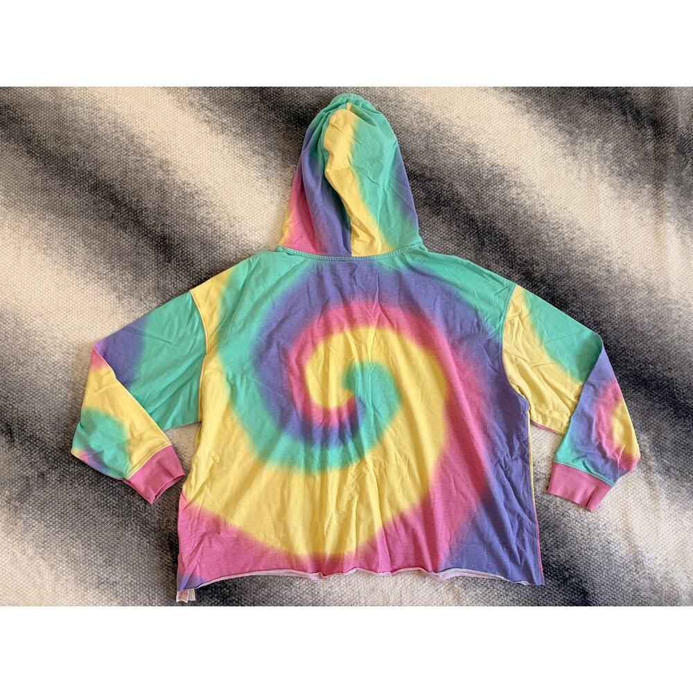 Disneyland Parks Livin' My Best Life Tie Dye Pullover Cropped Hoodie Size 2X - Picture 3 of 10